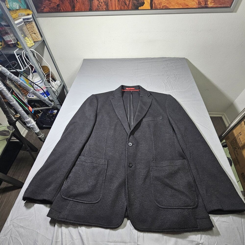 Lucky Brand Blazer Mens Black Knit 2 Button Casual Slim Fit 44R